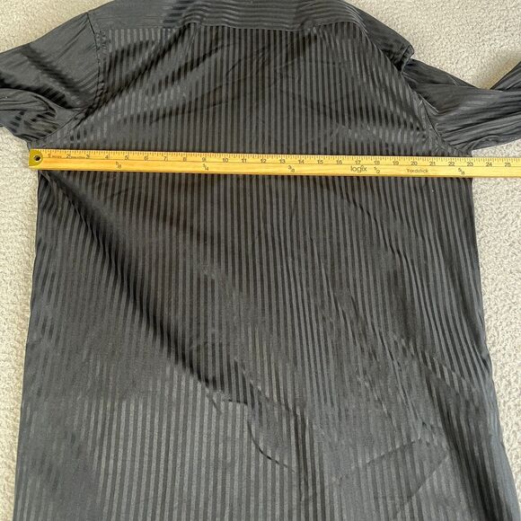 Coogi Classic Shirt Mens Large 16 32/33 Black Stripe Square Buttons Flip Cuff - Picture 12 of 13